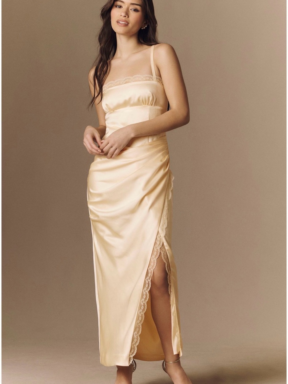 BHLDN Satin and Lace Maxi Dress